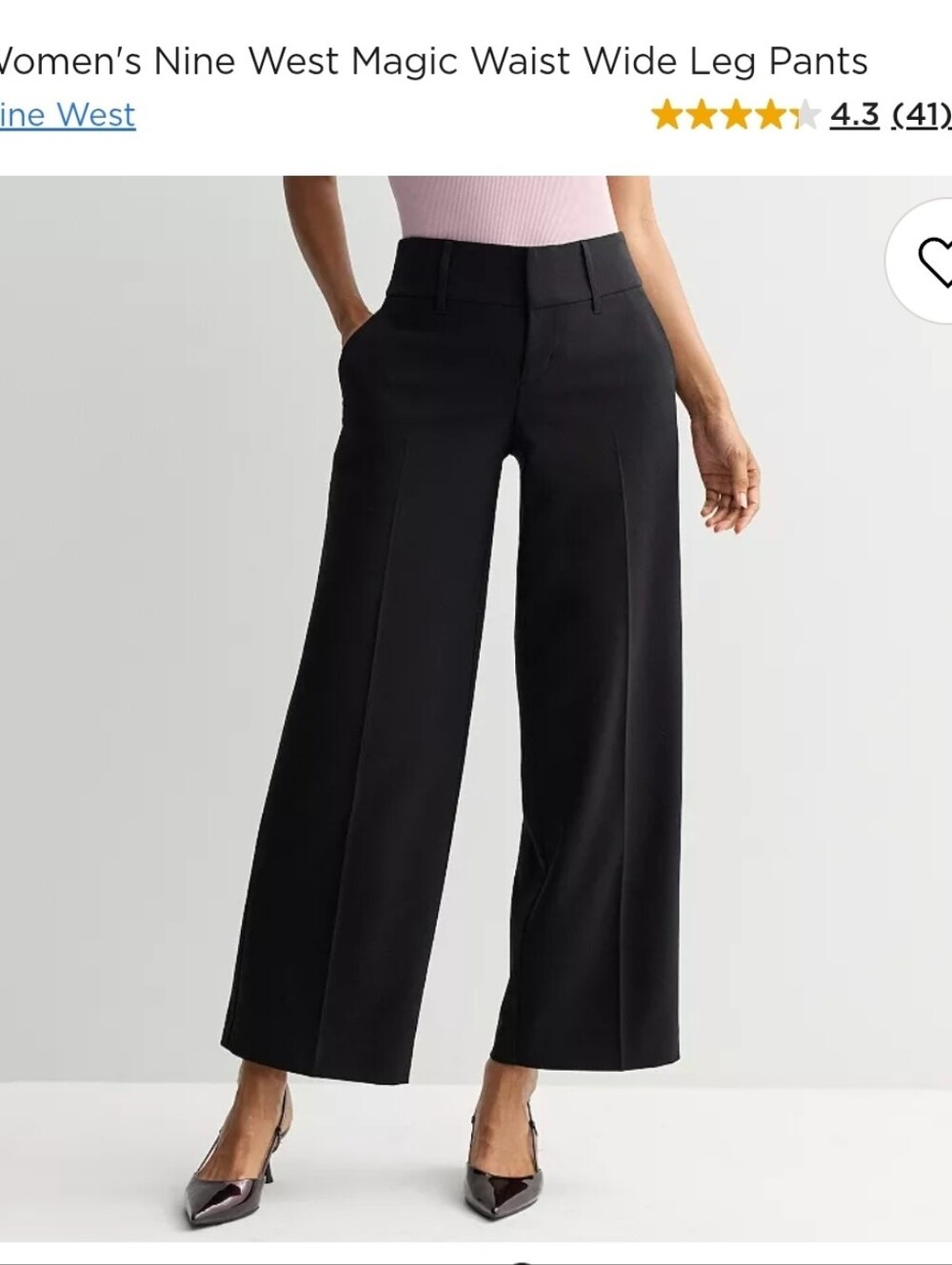 Nine West Black Wide Leg Magic Waist Pants